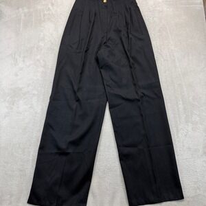 VTG Laurèl Pants Women's 38 (US 8) Black Wide Leg Hi Waisted Virgin Wool Pleated